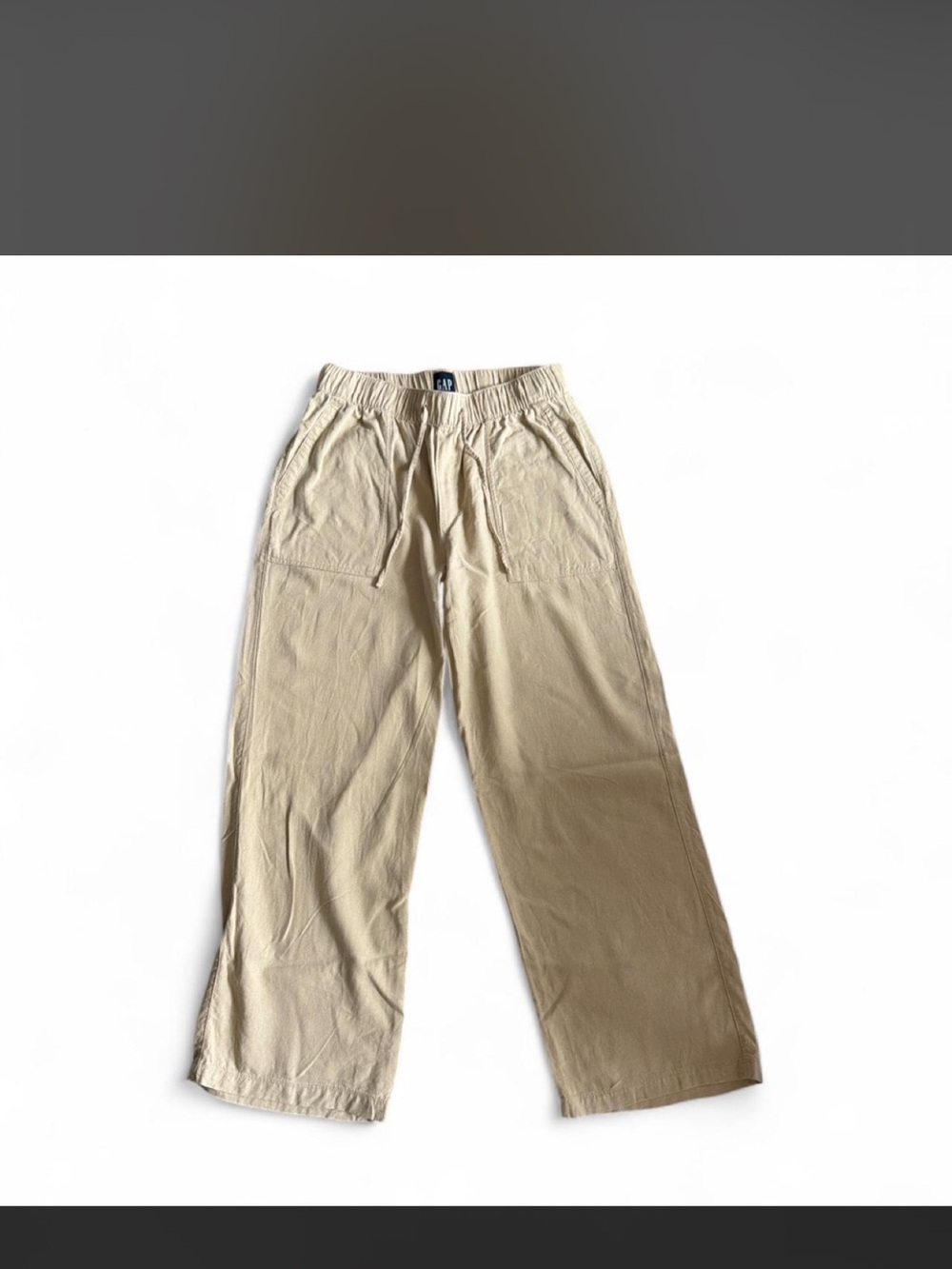 GAP Women's Light Beige Wide-Leg Drawstring Pants